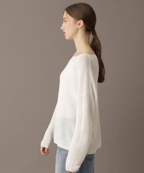 DRESSTERIOR（ドレステリア）の「【洗える/薄手/清涼感】リネンブレンドプルオーバー（ニット/セーター・レディース・オフホワイト/レッド系1/ネイビー・38/36/34）」の9枚目の写真