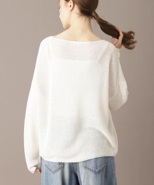 DRESSTERIOR（ドレステリア）の「【洗える/薄手/清涼感】リネンブレンドプルオーバー（ニット/セーター・レディース・オフホワイト/レッド系1/ネイビー・38/36/34）」の10枚目の写真