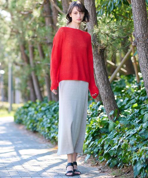 DRESSTERIOR（ドレステリア）の「【洗える/薄手/清涼感】リネンブレンドプルオーバー（ニット/セーター・レディース・オフホワイト/レッド系1/ネイビー・38/36/34）」の14枚目の写真