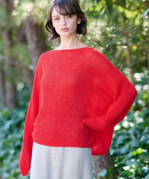 DRESSTERIOR（ドレステリア）の「【洗える/薄手/清涼感】リネンブレンドプルオーバー（ニット/セーター・レディース・オフホワイト/レッド系1/ネイビー・38/36/34）」の17枚目の写真