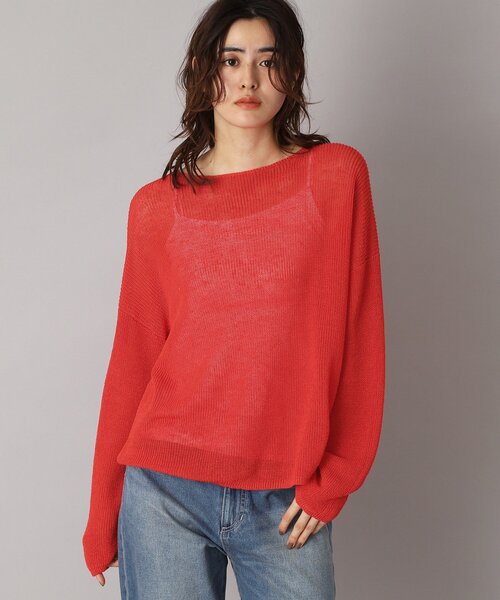 DRESSTERIOR（ドレステリア）の「【洗える/薄手/清涼感】リネンブレンドプルオーバー（ニット/セーター・レディース・オフホワイト/レッド系1/ネイビー・38/36/34）」の20枚目の写真