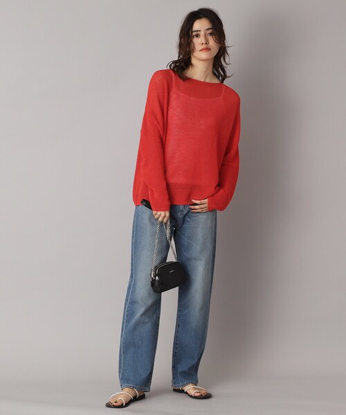 DRESSTERIOR（ドレステリア）の「【洗える/薄手/清涼感】リネンブレンドプルオーバー（ニット/セーター・レディース・オフホワイト/レッド系1/ネイビー・38/36/34）」の21枚目の写真