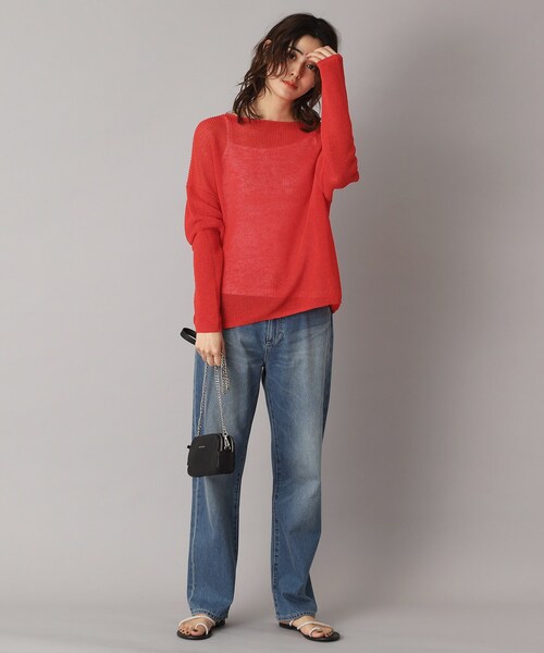 DRESSTERIOR（ドレステリア）の「【洗える/薄手/清涼感】リネンブレンドプルオーバー（ニット/セーター・レディース・オフホワイト/レッド系1/ネイビー・38/36/34）」の22枚目の写真