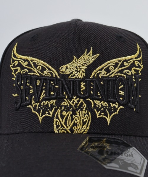 7Union（セブンユニオン）の「7UNION CELT DRAGON  ドラゴンゴールド刺繍5パネルキャップ（キャップ・メンズ・ブラック・FREE）」の3枚目の写真