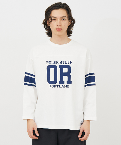POLeR(ポーラー)の「【POLeR/ポーラー】 FOOTBALL SHIRT/フットボール ロングtシャツ/ユニセックス(Tシャツ/カットソー・メンズ・グリーン/ホワイト/ネイビー・M/L/XL)」の10枚目の写真