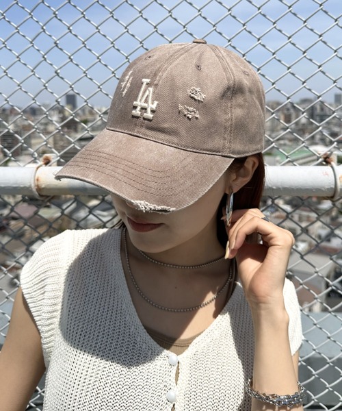 MLB（メジャーリーグベースボール）の「【日本未発売/WEB限定】MLB KOREA(エムエルビーコリア)/ダメージ ウォッシング ロゴ刺繍 ベースボール キャップ 帽子/damage washing unstructured ball-cap（キャップ・レディース・ダークグレー/ブラウン/ワインレッド・FREE）」の13枚目の写真