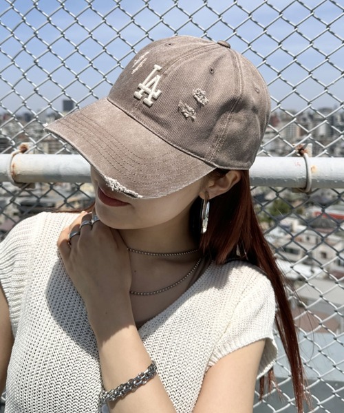 MLB（メジャーリーグベースボール）の「【日本未発売/WEB限定】MLB KOREA(エムエルビーコリア)/ダメージ ウォッシング ロゴ刺繍 ベースボール キャップ 帽子/damage washing unstructured ball-cap（キャップ・レディース・ダークグレー/ブラウン/ワインレッド・FREE）」の14枚目の写真