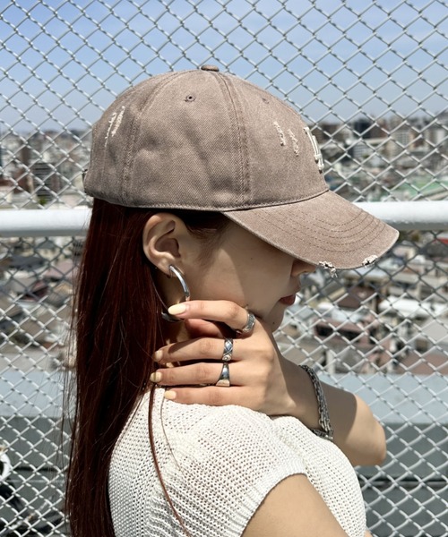 MLB（メジャーリーグベースボール）の「【日本未発売/WEB限定】MLB KOREA(エムエルビーコリア)/ダメージ ウォッシング ロゴ刺繍 ベースボール キャップ 帽子/damage washing unstructured ball-cap（キャップ・レディース・ダークグレー/ブラウン/ワインレッド・FREE）」の16枚目の写真