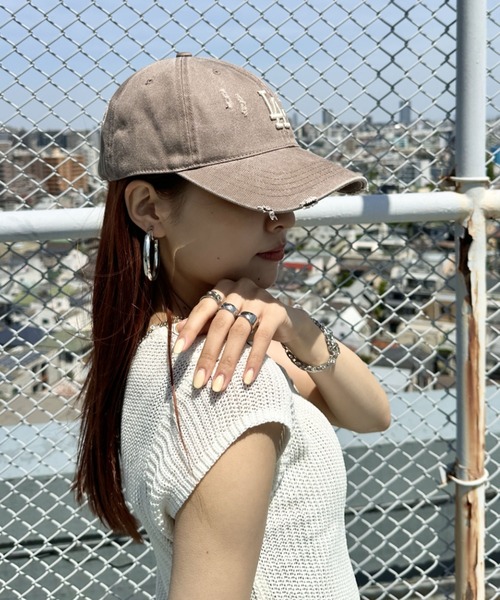 MLB（メジャーリーグベースボール）の「【日本未発売/WEB限定】MLB KOREA(エムエルビーコリア)/ダメージ ウォッシング ロゴ刺繍 ベースボール キャップ 帽子/damage washing unstructured ball-cap（キャップ・レディース・ダークグレー/ブラウン/ワインレッド・FREE）」の21枚目の写真