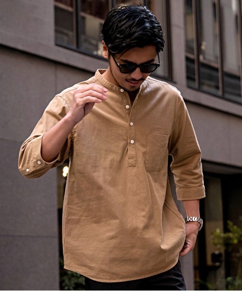 SILVER BULLET（シルバーバレット）の「『CavariA/キャバリア』パナマバンドカラーカプリ7分袖シャツ（シャツ/ブラウス・メンズ・ピンク/ミント/ホワイト系1/ブラック/ネイビー/ベージュ/ブルー系1/ホワイト・XL/L/M）」の5枚目の写真