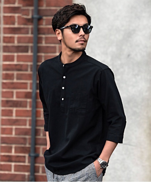 SILVER BULLET（シルバーバレット）の「『CavariA/キャバリア』パナマバンドカラーカプリ7分袖シャツ（シャツ/ブラウス・メンズ・ピンク/ミント/ホワイト系1/ブラック/ネイビー/ベージュ/ブルー系1/ホワイト・XL/L/M）」の15枚目の写真