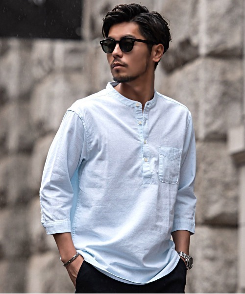 SILVER BULLET（シルバーバレット）の「『CavariA/キャバリア』パナマバンドカラーカプリ7分袖シャツ（シャツ/ブラウス・メンズ・ピンク/ミント/ホワイト系1/ブラック/ネイビー/ベージュ/ブルー系1/ホワイト・XL/L/M）」の22枚目の写真