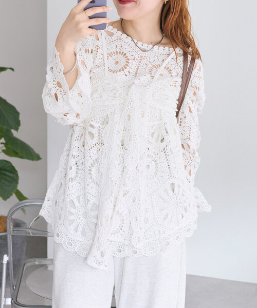 mystic クロシェトップス&ビスチェSET セール】クロシェトップス＆ ビスチェSET（シャツ/ブラウス