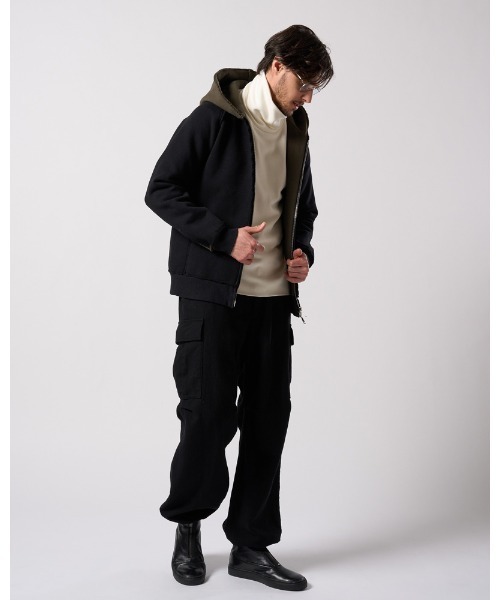 wjk(ダヴルジェイケイ)の「super urake parker(パーカー・メンズ・トップグレー/ブラック/ブラック×カーキ・SMALL/MEDIUM/LARGE/X-LARGE)」の14枚目の写真
