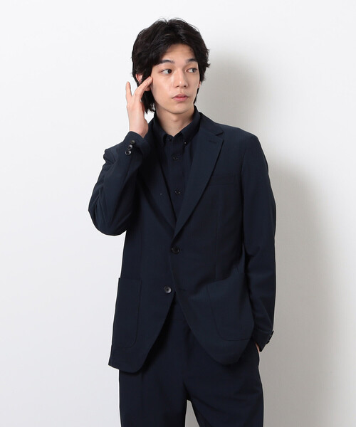 COMME CA ISM（コムサイズム）の「【セットアップ対応】シアサッカージャケット（テーラードジャケット・メンズ・チャコール/ネイビー・SMALL/MEDIUM/LARGE/X-LARGE）」の2枚目の写真