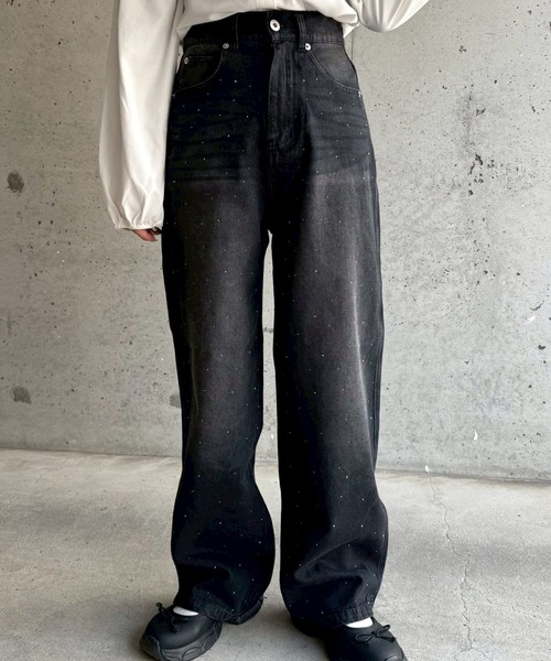 cuorequal(クオレコール)の「キラキラストーンデニムパンツ(デニムパンツ・レディース・ブラック・SMALL)」の4枚目の写真