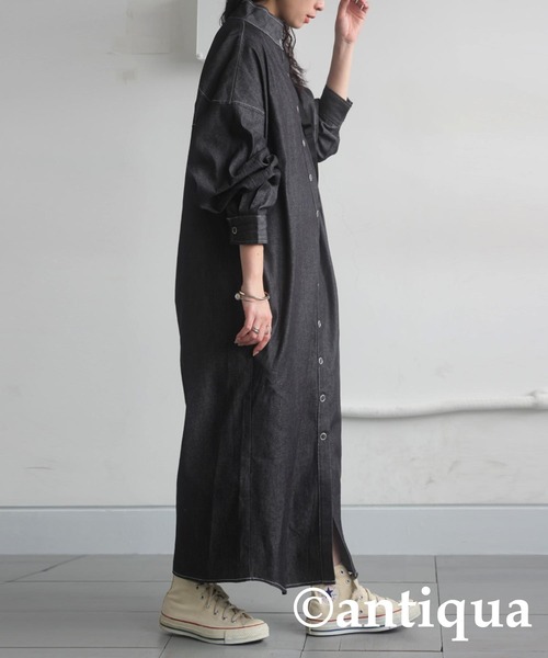 antiqua（アンティカ）の「デニムワンピース（ワンピース・レディース・インディゴブルー/ブラック・ONESIZE）」の3枚目の写真