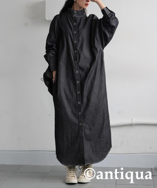antiqua（アンティカ）の「デニムワンピース（ワンピース・レディース・インディゴブルー/ブラック・ONESIZE）」の5枚目の写真