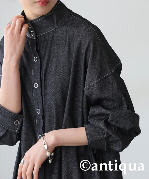 antiqua（アンティカ）の「デニムワンピース（ワンピース・レディース・インディゴブルー/ブラック・ONESIZE）」の6枚目の写真