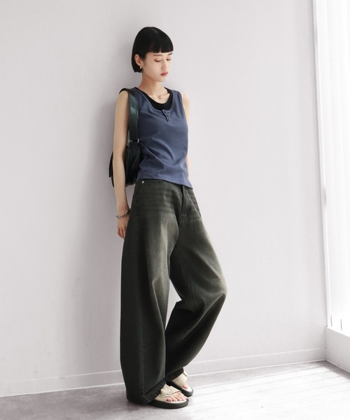 NOGLE（ノグル）の「【NOGLE/ノグル】レイヤード風ヘンリーネックタンク（タンクトップ・レディース・ネイビー/グレー・FREE）」の14枚目の写真