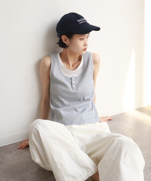 NOGLE/ノグル】レイヤード風ヘンリーネックタンク（タンクトップ