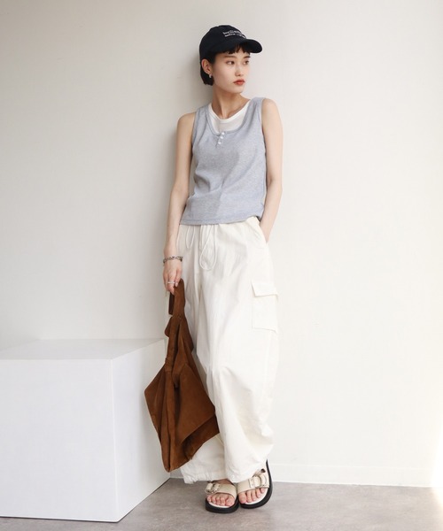 NOGLE（ノグル）の「【NOGLE/ノグル】レイヤード風ヘンリーネックタンク（タンクトップ・レディース・ネイビー/グレー・FREE）」の7枚目の写真