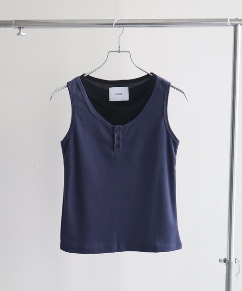NOGLE（ノグル）の「【NOGLE/ノグル】レイヤード風ヘンリーネックタンク（タンクトップ・レディース・ネイビー/グレー・FREE）」の17枚目の写真