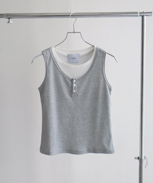 NOGLE（ノグル）の「【NOGLE/ノグル】レイヤード風ヘンリーネックタンク（タンクトップ・レディース・ネイビー/グレー・FREE）」の18枚目の写真