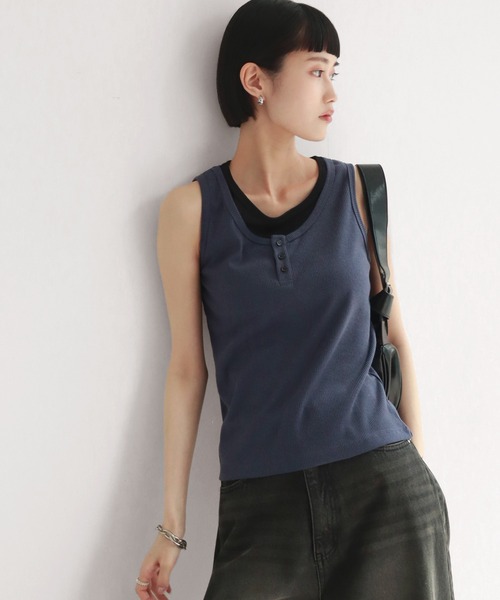 NOGLE/ノグル】レイヤード風ヘンリーネックタンク（タンクトップ