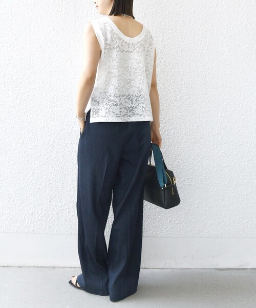 SHIPS(シップス)の「〈手洗い可能〉オーガニック コットン レース ノースリーブ プルオーバー(Tシャツ/カットソー・レディース・ブラック/ホワイト・ONE SIZE)」の18枚目の写真