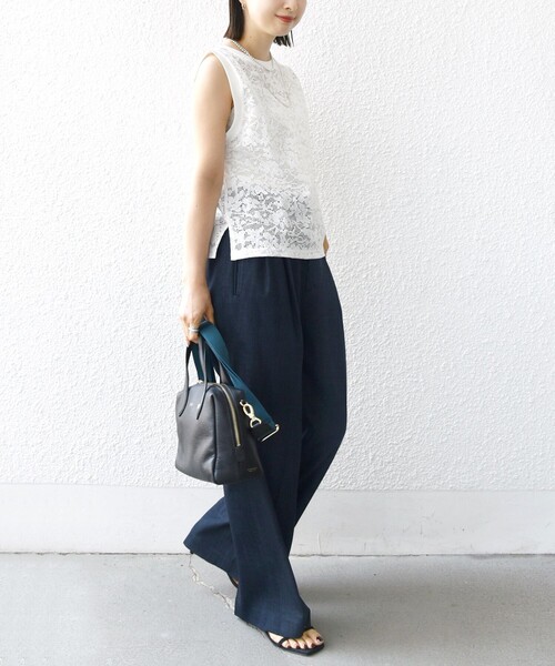 SHIPS(シップス)の「〈手洗い可能〉オーガニック コットン レース ノースリーブ プルオーバー(Tシャツ/カットソー・レディース・ブラック/ホワイト・ONE SIZE)」の19枚目の写真