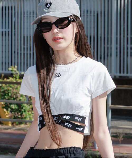 algy（アルジー）の「裾クロスカップ付き半袖T（Tシャツ/カットソー・キッズ・オフホワイト/ブラック/サックスブルー・XX-SMALL/X-SMALL/SMALL/MEDIUM）」の2枚目の写真