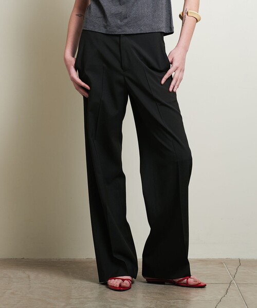 ATTISESSION（アティセッション）の「＜ATTISESSION＞ストレート ドロスト トラウザー（その他パンツ・レディース・ブラック/オリーブ・36/38）」の2枚目の写真