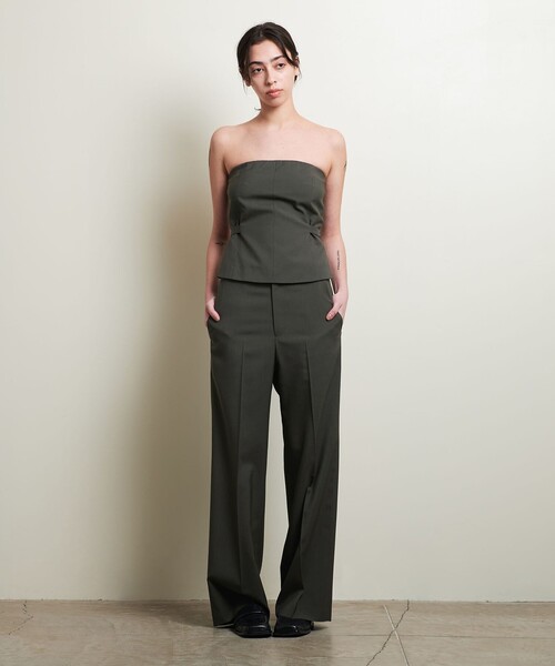 ATTISESSION（アティセッション）の「＜ATTISESSION＞ストレート ドロスト トラウザー（その他パンツ・レディース・ブラック/オリーブ・36/38）」の9枚目の写真