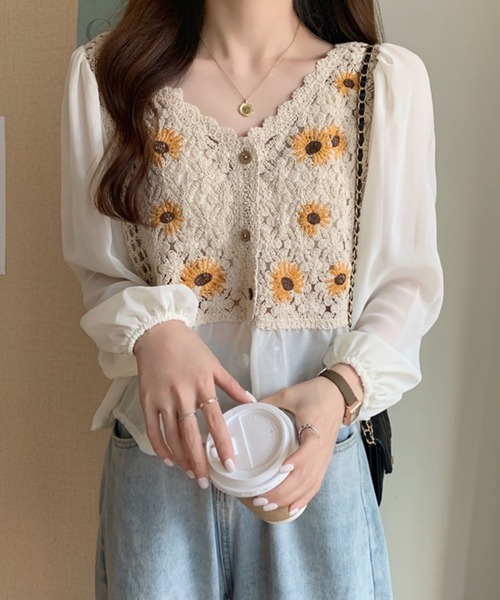 CADBURY（キャドバリー）の「レースシフォンドッキングトップス（その他トップス・レディース・ホワイト/ベージュ・FREE）」の5枚目の写真