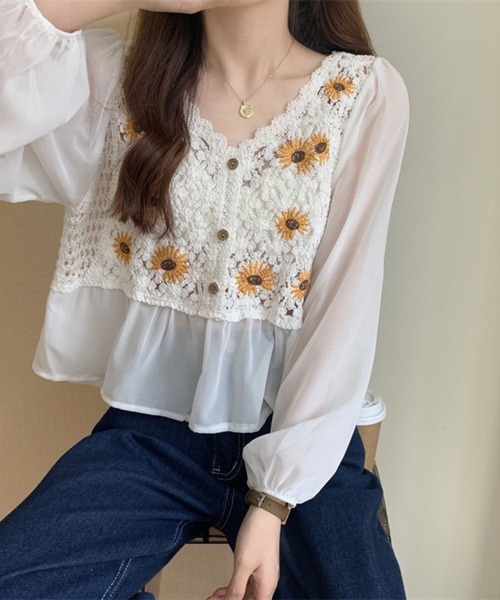 CADBURY（キャドバリー）の「レースシフォンドッキングトップス（その他トップス・レディース・ホワイト/ベージュ・FREE）」の8枚目の写真