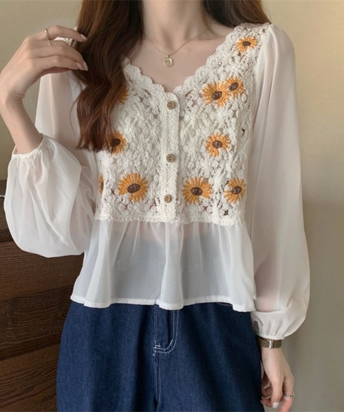 CADBURY（キャドバリー）の「レースシフォンドッキングトップス（その他トップス・レディース・ホワイト/ベージュ・FREE）」の10枚目の写真