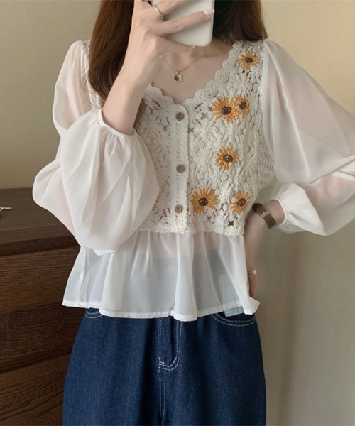 CADBURY（キャドバリー）の「レースシフォンドッキングトップス（その他トップス・レディース・ホワイト/ベージュ・FREE）」の11枚目の写真