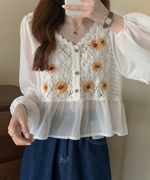 CADBURY（キャドバリー）の「レースシフォンドッキングトップス（その他トップス・レディース・ホワイト/ベージュ・FREE）」の12枚目の写真