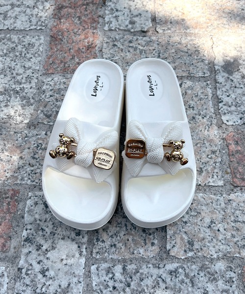 LUGG NAGG（ラグナグ）の「【軽量】リボンモチーフつき厚底シャワーサンダル（サンダル・レディース・ホワイト/ベージュ/ブラック・M/L）」の10枚目の写真