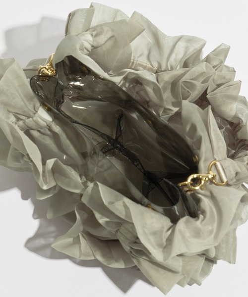 ホウガ HOUGA フリル付きクリアバッグ clear bag ノベルティ付き HOUGA/ホウガ】clear bag/クリアフリルバッグ（ハンドバッグ