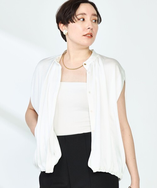NOLLEY’S(ノーリーズ)の「ハンマーサテンケープブラウス(シャツ/ブラウス・レディース・ベージュ/ネイビー/オフホワイト・38)」の16枚目の写真