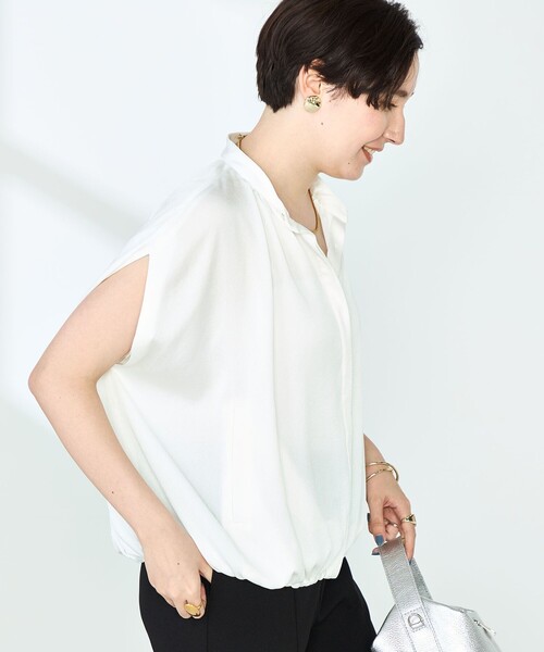 NOLLEY’S(ノーリーズ)の「ハンマーサテンケープブラウス(シャツ/ブラウス・レディース・ベージュ/ネイビー/オフホワイト・38)」の22枚目の写真