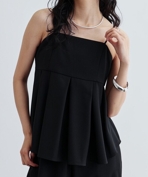 GALLEST（ギャレスト）の「【セットアップ対応】リネンライクビスチェ【カセット服/通勤・オフィス】（タンクトップ・レディース・ブラック/ブラウン系その他・38）」の3枚目の写真