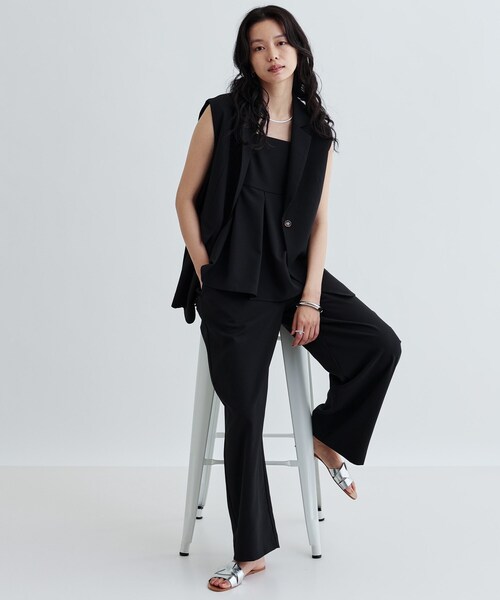 GALLEST（ギャレスト）の「【セットアップ対応】リネンライクビスチェ【カセット服/通勤・オフィス】（タンクトップ・レディース・ブラック/ブラウン系その他・38）」の7枚目の写真