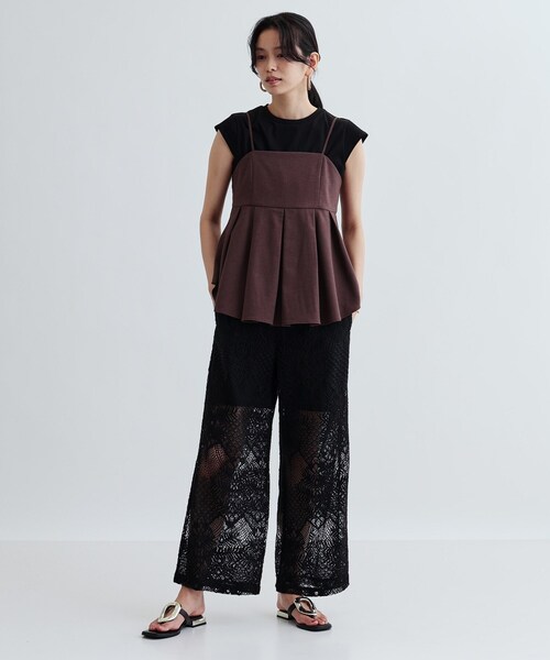 GALLEST（ギャレスト）の「【セットアップ対応】リネンライクビスチェ【カセット服/通勤・オフィス】（タンクトップ・レディース・ブラック/ブラウン系その他・38）」の10枚目の写真