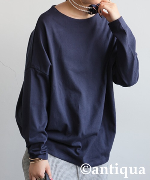 antiqua(アンティカ)の「シュッと美コクーンバスクトップス(Tシャツ/カットソー・レディース・ブラック/カーキ/ネイビー/ホワイト/アッシュグレー・B/V)」の22枚目の写真