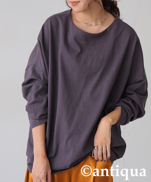 antiqua(アンティカ)の「シュッと美コクーンバスクトップス(Tシャツ/カットソー・レディース・ブラック/カーキ/ネイビー/ホワイト/アッシュグレー・B/V)」の10枚目の写真