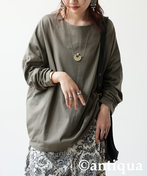 antiqua(アンティカ)の「シュッと美コクーンバスクトップス(Tシャツ/カットソー・レディース・ブラック/カーキ/ネイビー/ホワイト/アッシュグレー・B/V)」の17枚目の写真