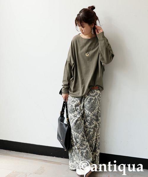 antiqua(アンティカ)の「シュッと美コクーンバスクトップス(Tシャツ/カットソー・レディース・ブラック/カーキ/ネイビー/ホワイト/アッシュグレー・B/V)」の18枚目の写真